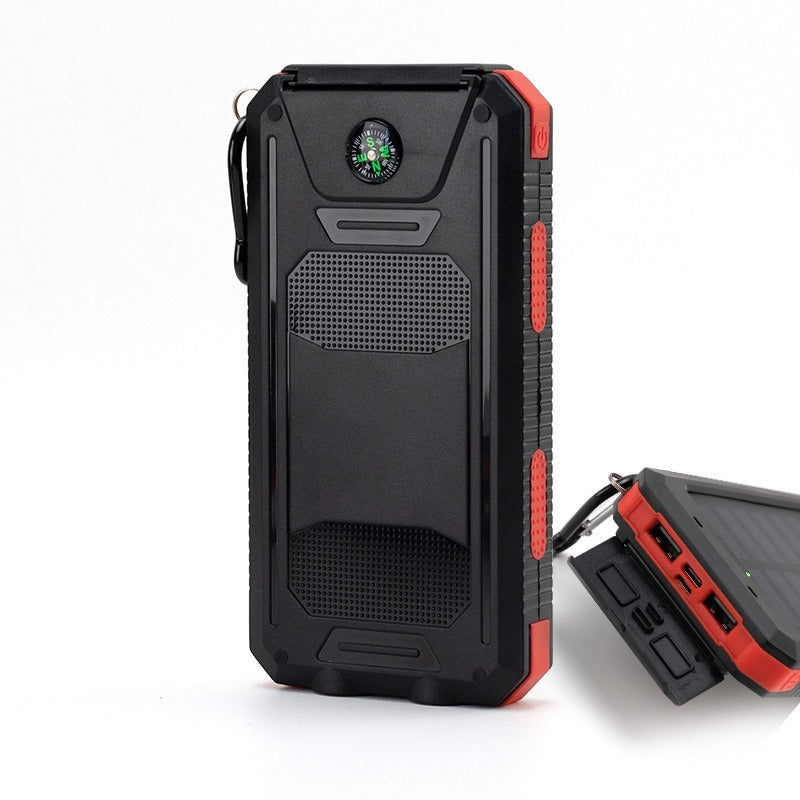 Power Bank Solar 20000mAh Impermeable con Brújula Integrada Carga Rápida para Outdoor y Camping
