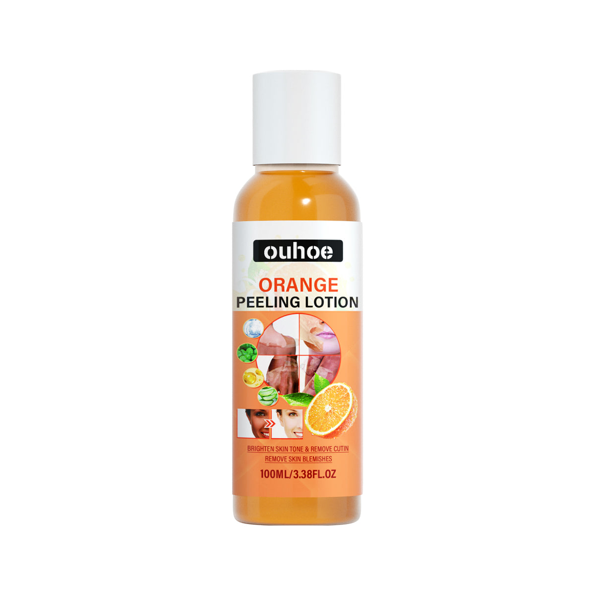 OUHOE Loción Corporal Exfoliante Aclarante con Cáscara de Naranja y Vitamina C