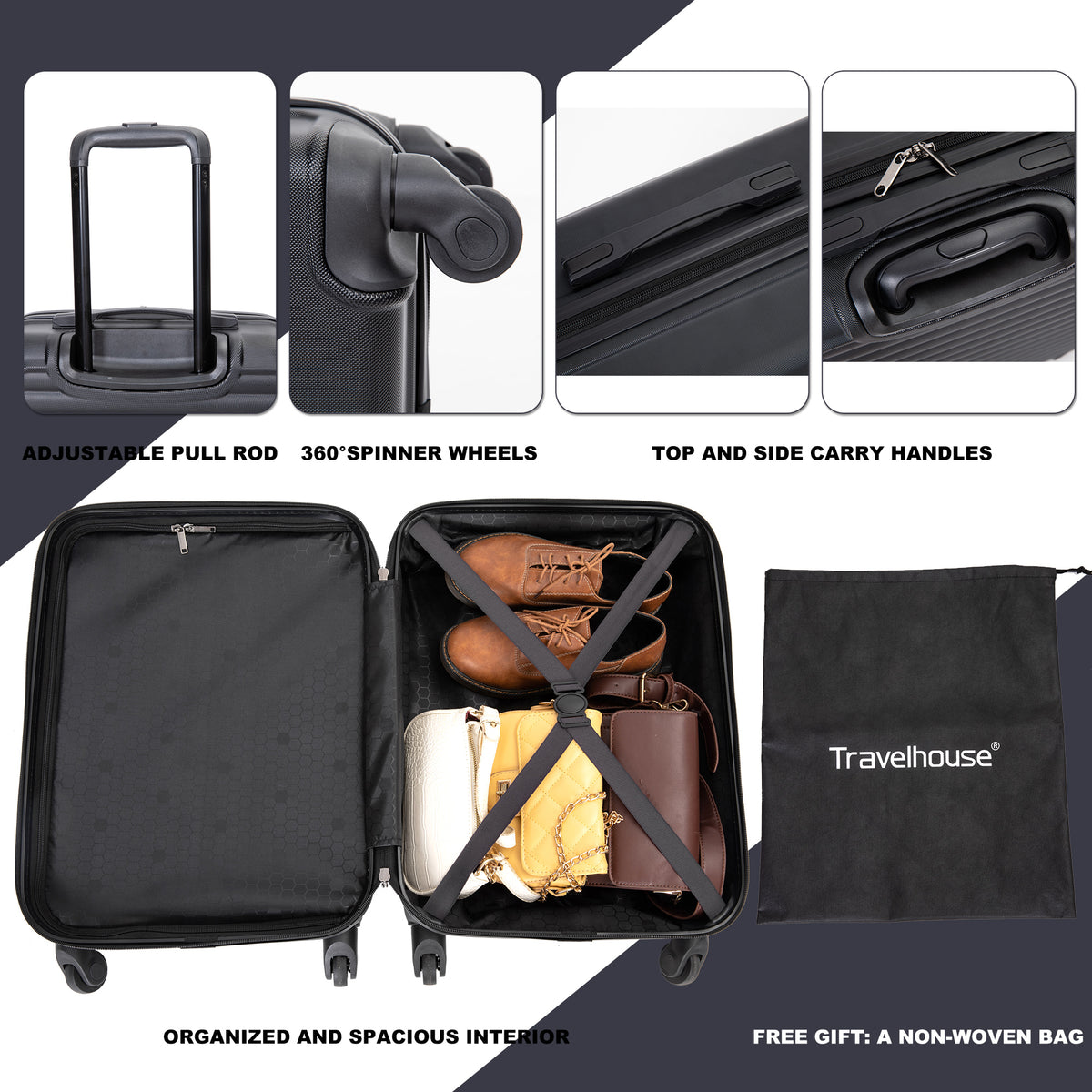 Maleta Softside 20 Pulgadas con Ruedas Dobles Expandible y Candado TSA Tela Resistente Viaje