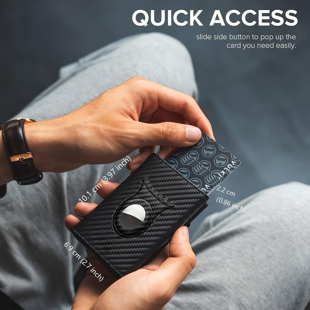 Tarjetera de Fibra de Carbono con Clip Magnético RFID y Soporte AirTag Gran Capacidad para Hombre