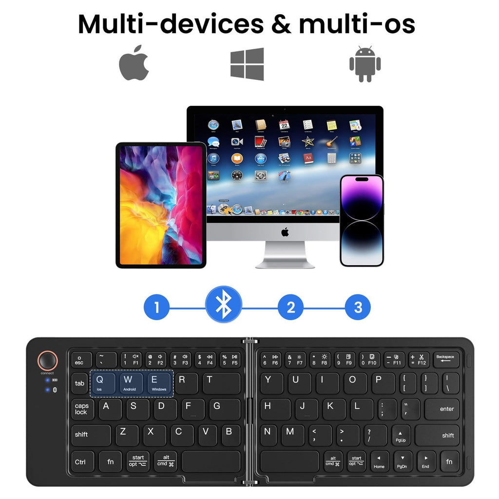 Teclado Bluetooth Plegable Ultra Slim Dual-Mode con Conexión en Un Clic para Móvil y Tablet