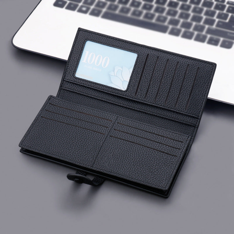 Cartera Larga para Hombre con Botón Snap Estilo Trendy Gran Capacidad Diseño Urbano Joven