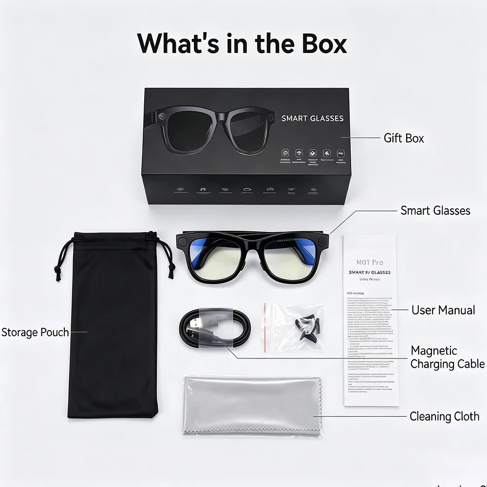 Lentes Inteligentes M01 Pro con Cámara WiFi, IA, Traductor en Tiempo Real y Control de Voz