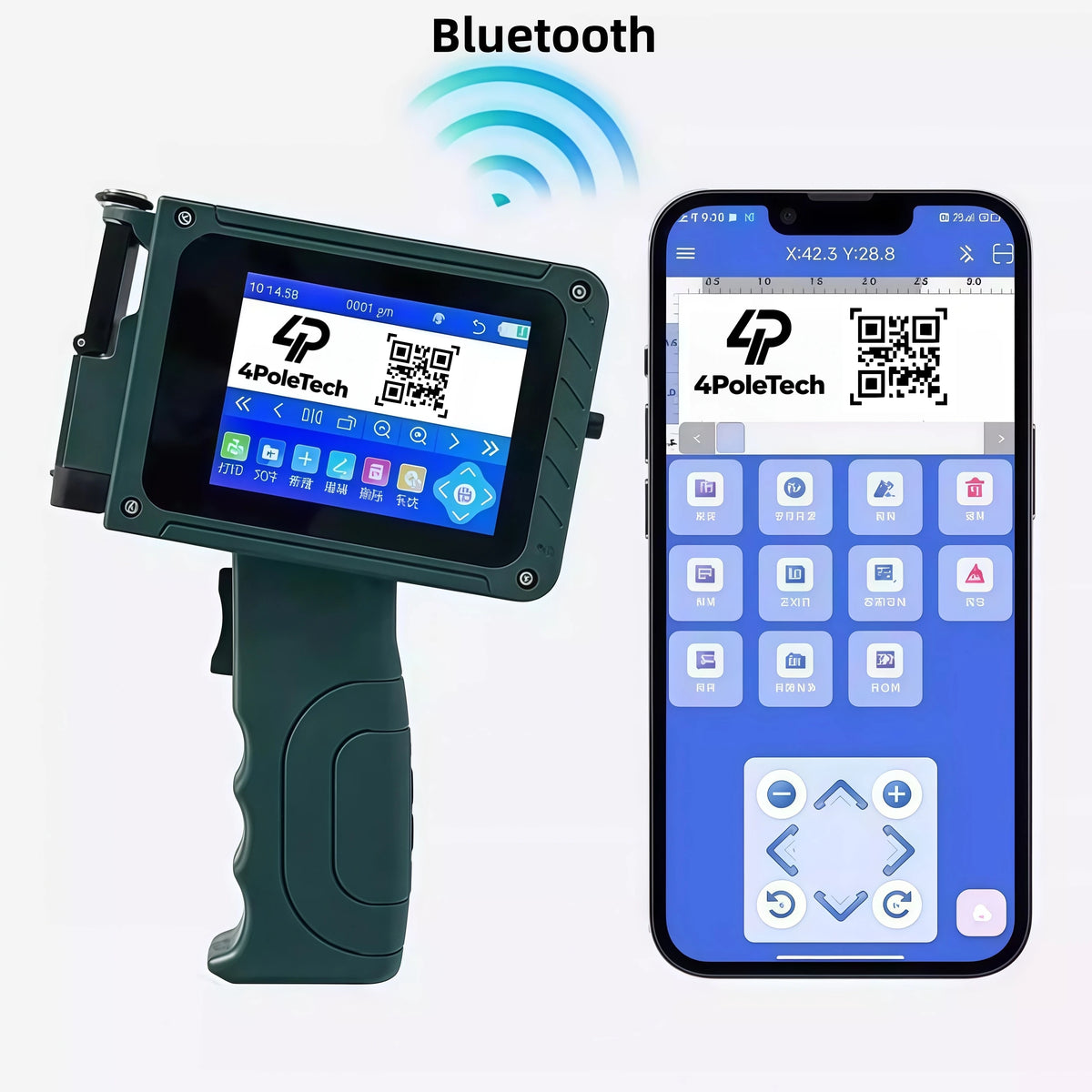 Impresora Inkjet Portátil 4POLETECH WiFi – Códigos QR, Fechas y Lotes para Plástico y Metal
