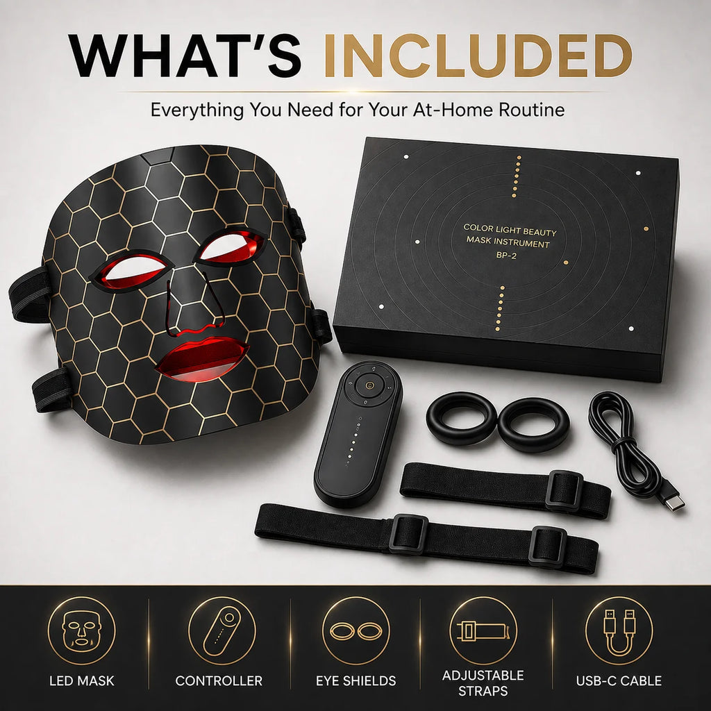 Mascarilla LED 7 Colores con Luz Roja – Recargable USB-C con Temporizador