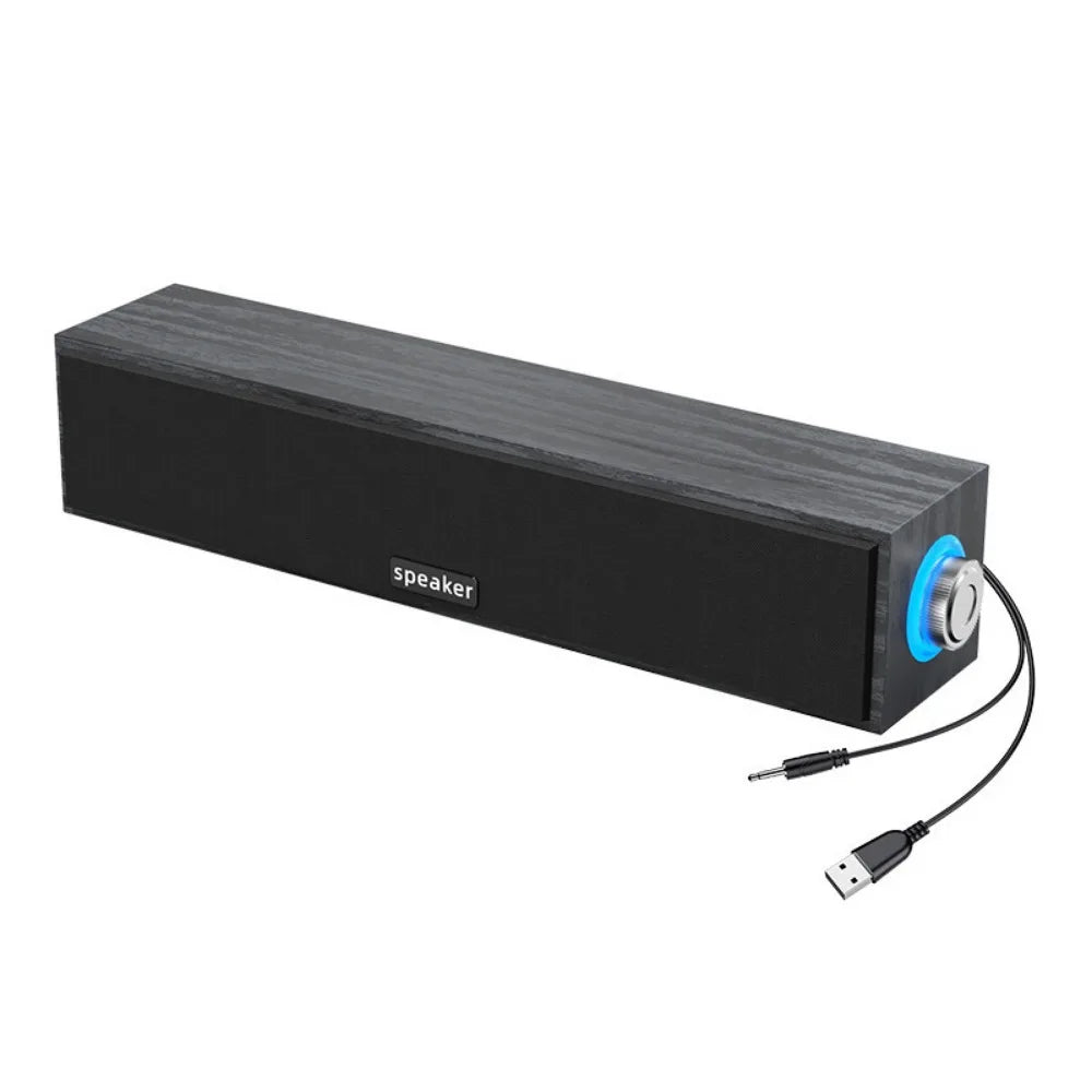 Barra de Sonido Bluetooth USB para PC y Laptop – Bocinas Duales de Madera
