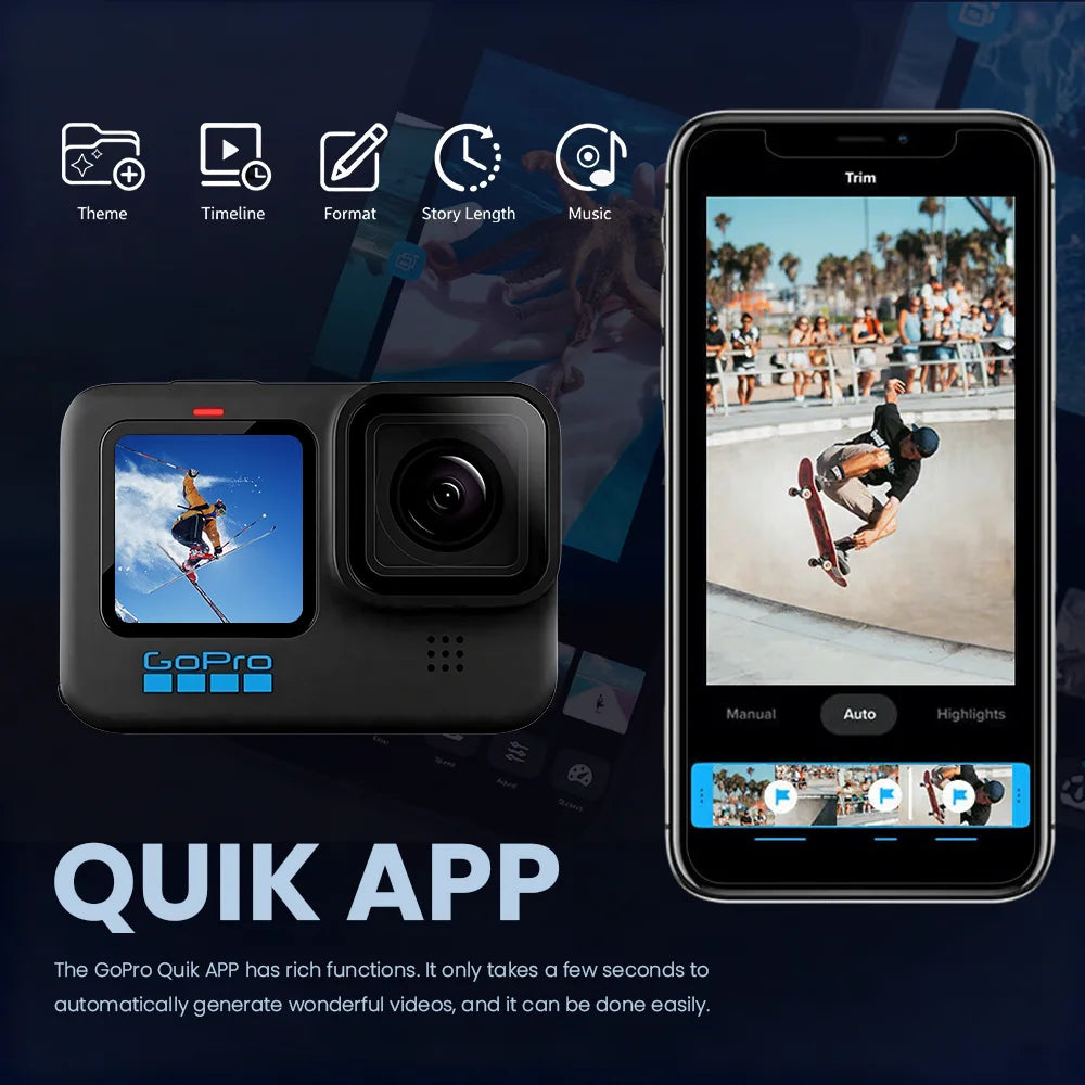 Cámara de Acción GoPro HERO 10 Black – 5.3K, 23MP, GP2 y Pantalla Frontal