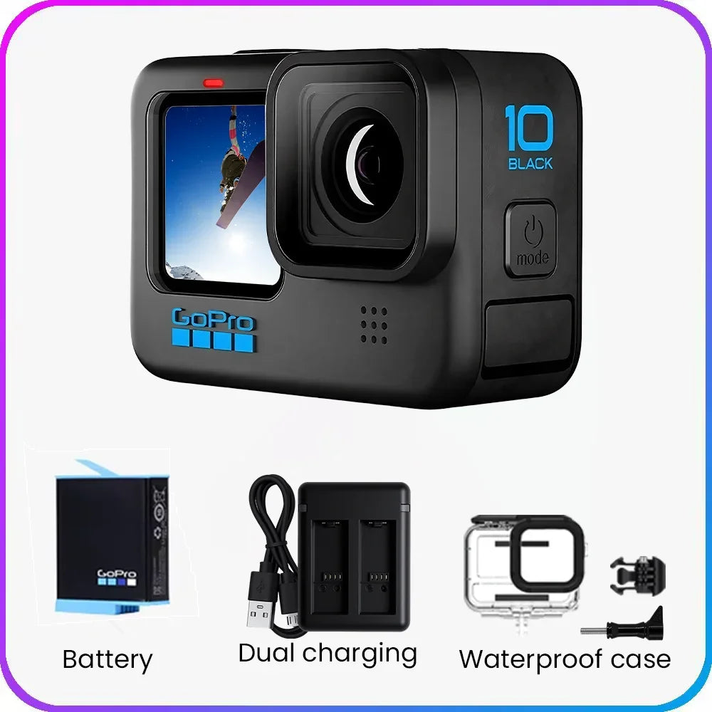 Cámara de Acción GoPro HERO 10 Black – 5.3K, 23MP, GP2 y Pantalla Frontal