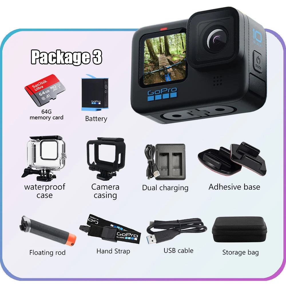 Cámara de Acción GoPro HERO 10 Black – 5.3K, 23MP, GP2 y Pantalla Frontal