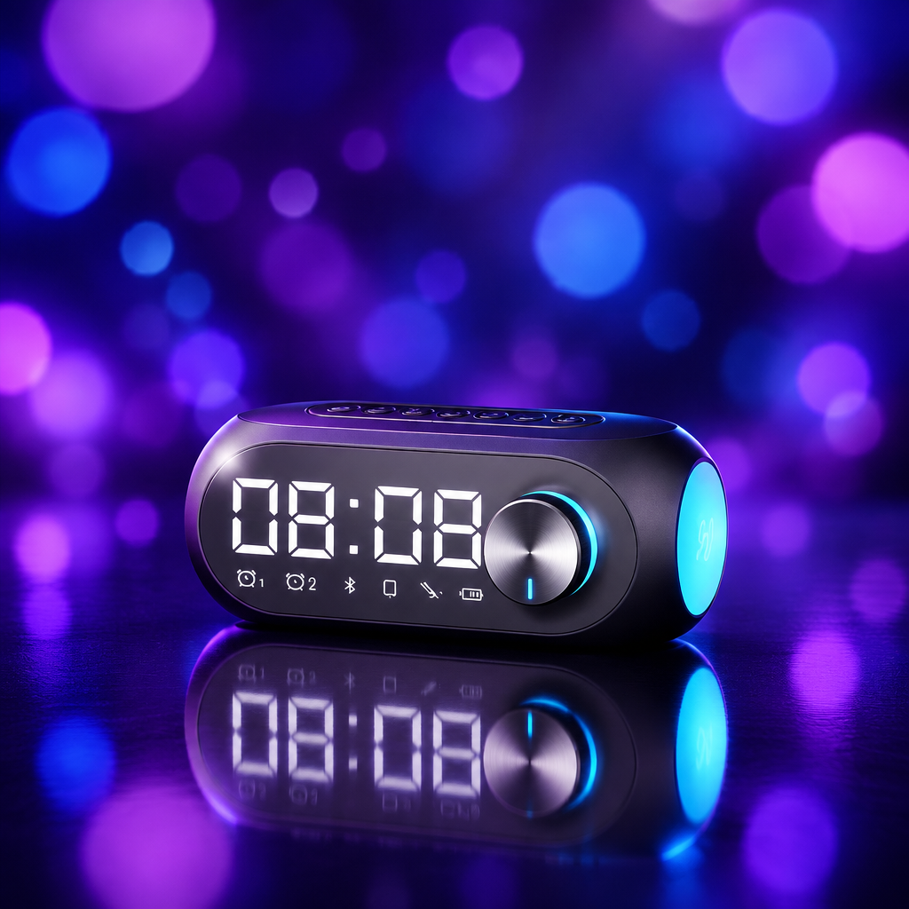 Bocina Bluetooth Portátil S8 – Reloj Despertador, Radio FM y Lámpara de Escritorio Todo en Uno