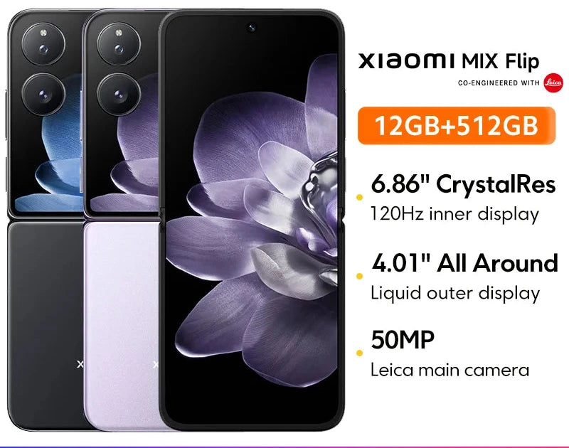 Xiaomi MIX Flip – Snapdragon 8 Gen 3, Cámara Leica 50MP, Pantalla 6.86" 120Hz, 12GB+512GB