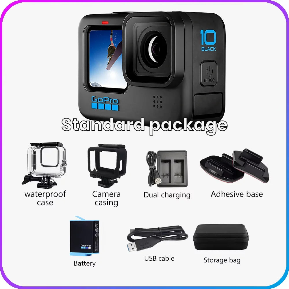 Cámara de Acción GoPro HERO 10 Black – 5.3K, 23MP, GP2 y Pantalla Frontal