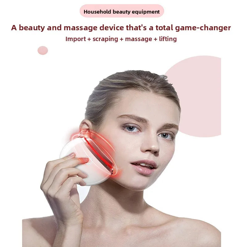 Dispositivo de Belleza Facial EMS Microcorriente Luz LED y Calor 4 Modos (Blanco/Rosa)