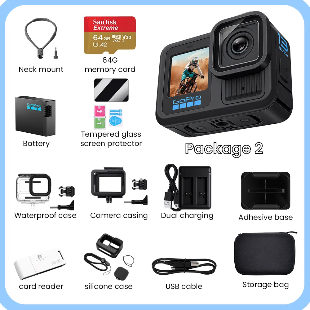 GoPro HERO 13 Black – Cámara de Acción 5.3K 60fps, 27MP y Estabilización