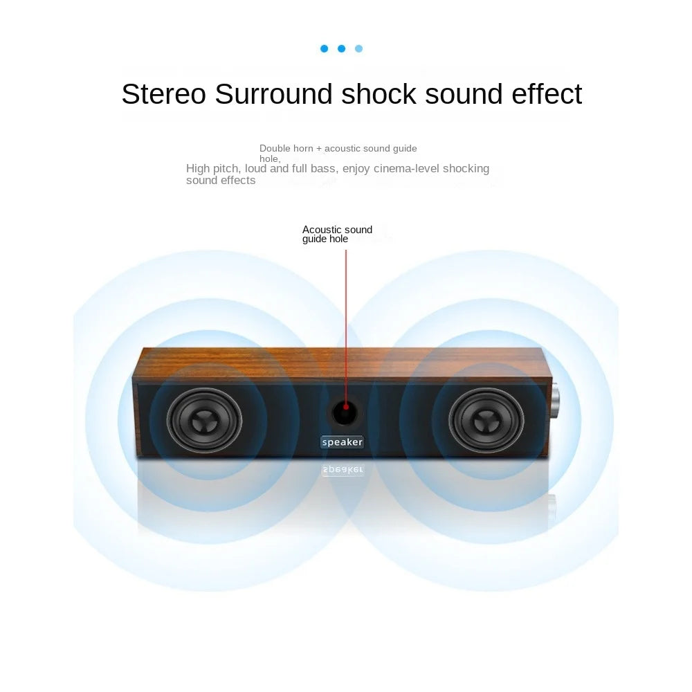 Barra de Sonido Bluetooth USB para PC y Laptop – Bocinas Duales de Madera