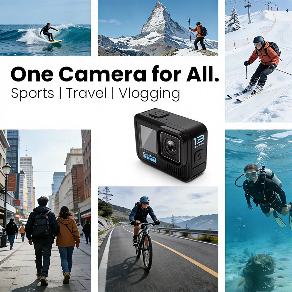 GoPro HERO 13 Black – Cámara de Acción 5.3K 60fps, 27MP y Estabilización