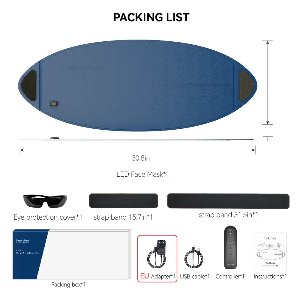 Panel LED de Fototerapia Hello Face L6 – 720 LEDs, Luz Roja e Infrarroja para Rostro y Cuerpo