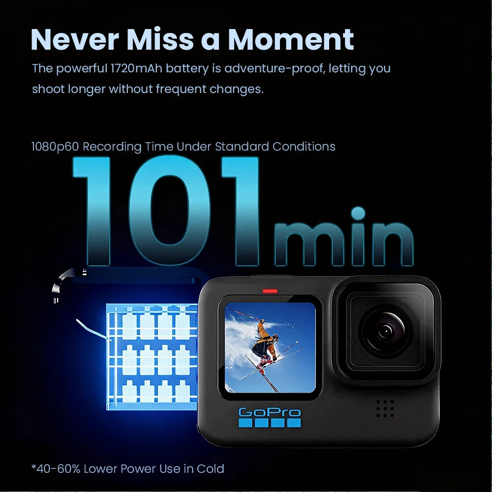 Cámara de Acción GoPro HERO 10 Black – 5.3K, 23MP, GP2 y Pantalla Frontal