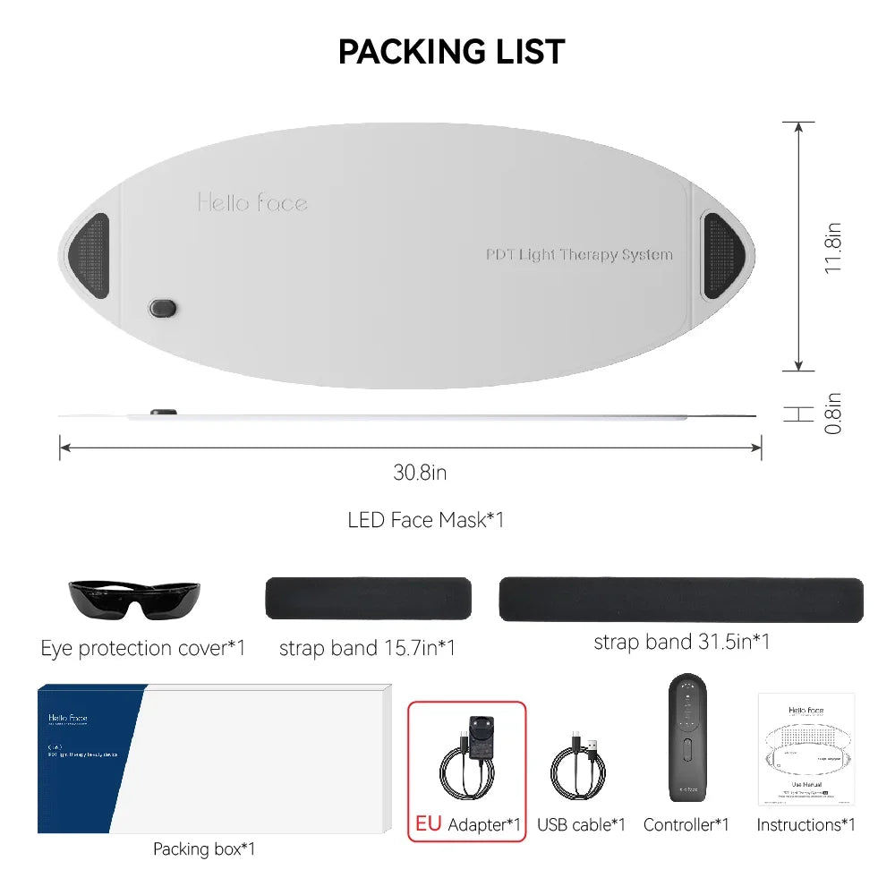 Panel LED de Fototerapia Hello Face L6 – 720 LEDs, Luz Roja e Infrarroja para Rostro y Cuerpo