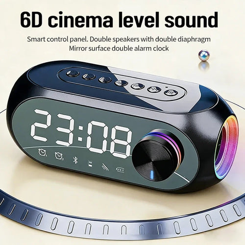 Bocina Bluetooth Portátil S8 – Reloj Despertador, Radio FM y Lámpara de Escritorio Todo en Uno