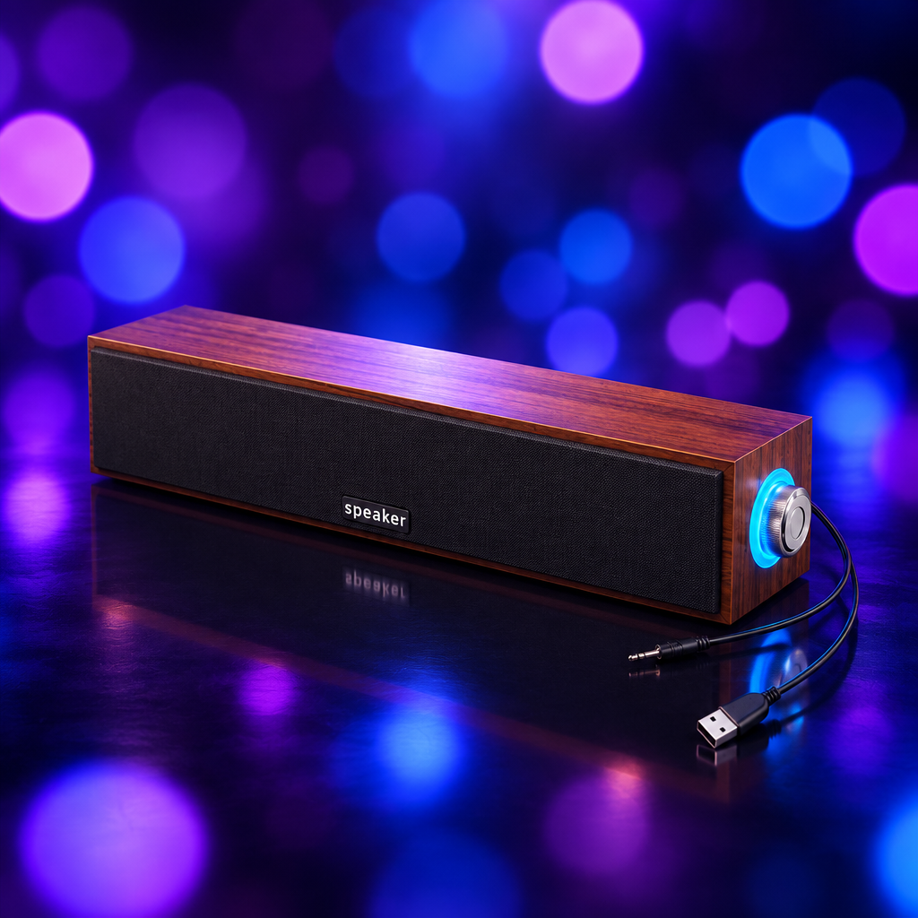 Barra de Sonido Bluetooth USB para PC y Laptop – Bocinas Duales de Madera