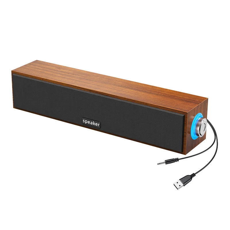 Barra de Sonido Bluetooth USB para PC y Laptop – Bocinas Duales de Madera
