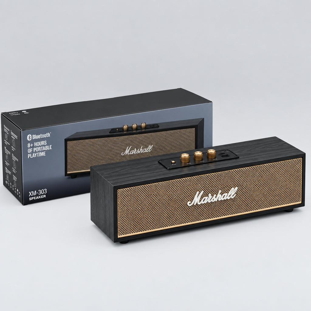 Bocina Bluetooth Retro XM303 – Madera, Subwoofer 10W, Exterior e Interior