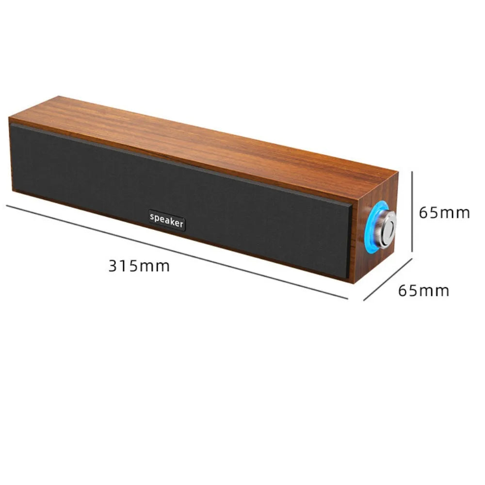 Barra de Sonido Bluetooth USB para PC y Laptop – Bocinas Duales de Madera