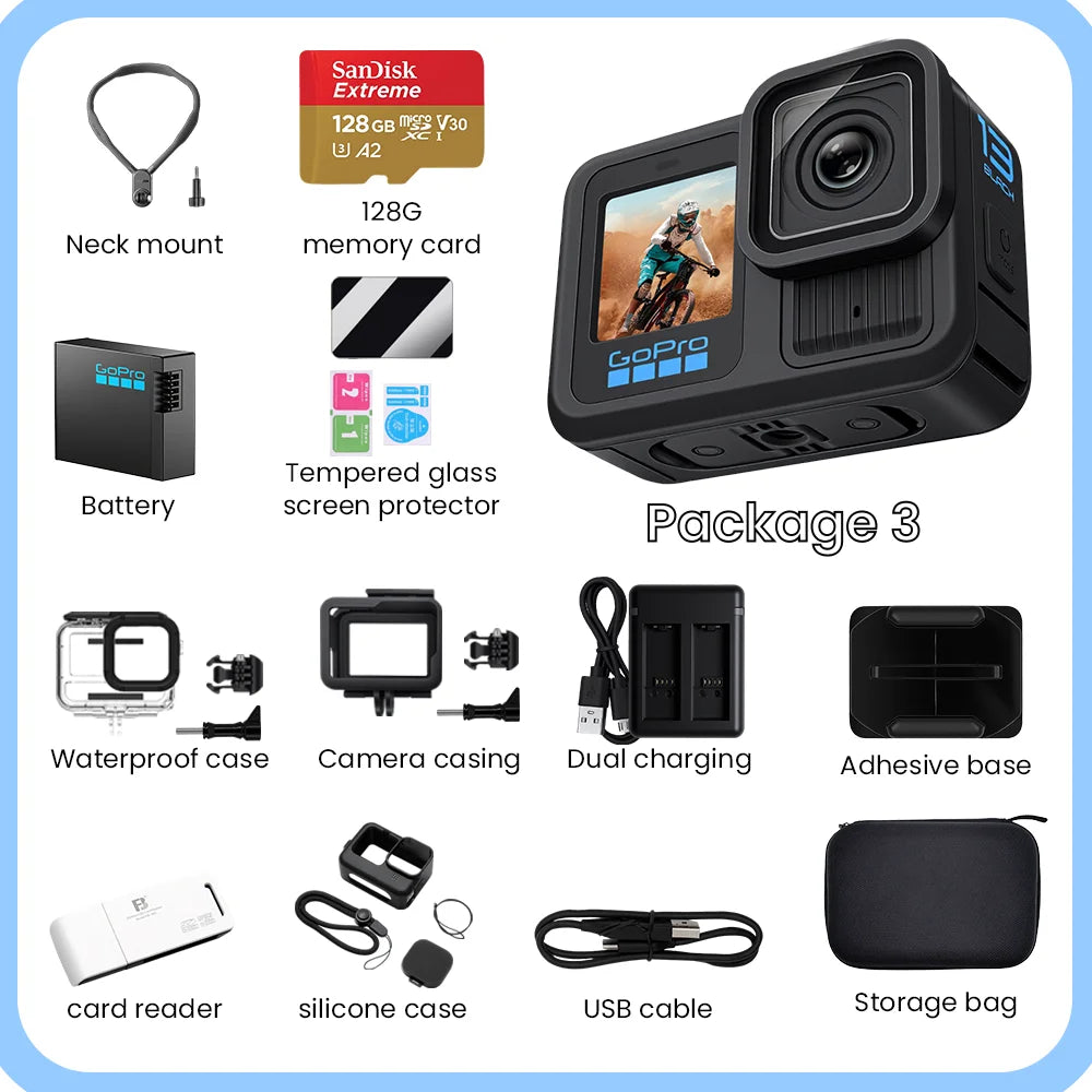 GoPro HERO 13 Black – Cámara de Acción 5.3K 60fps, 27MP y Estabilización