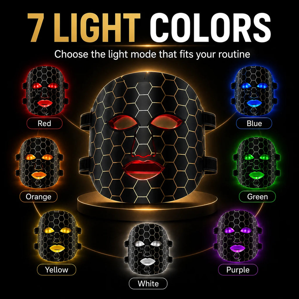 Mascarilla LED 7 Colores con Luz Roja – Recargable USB-C con Temporizador