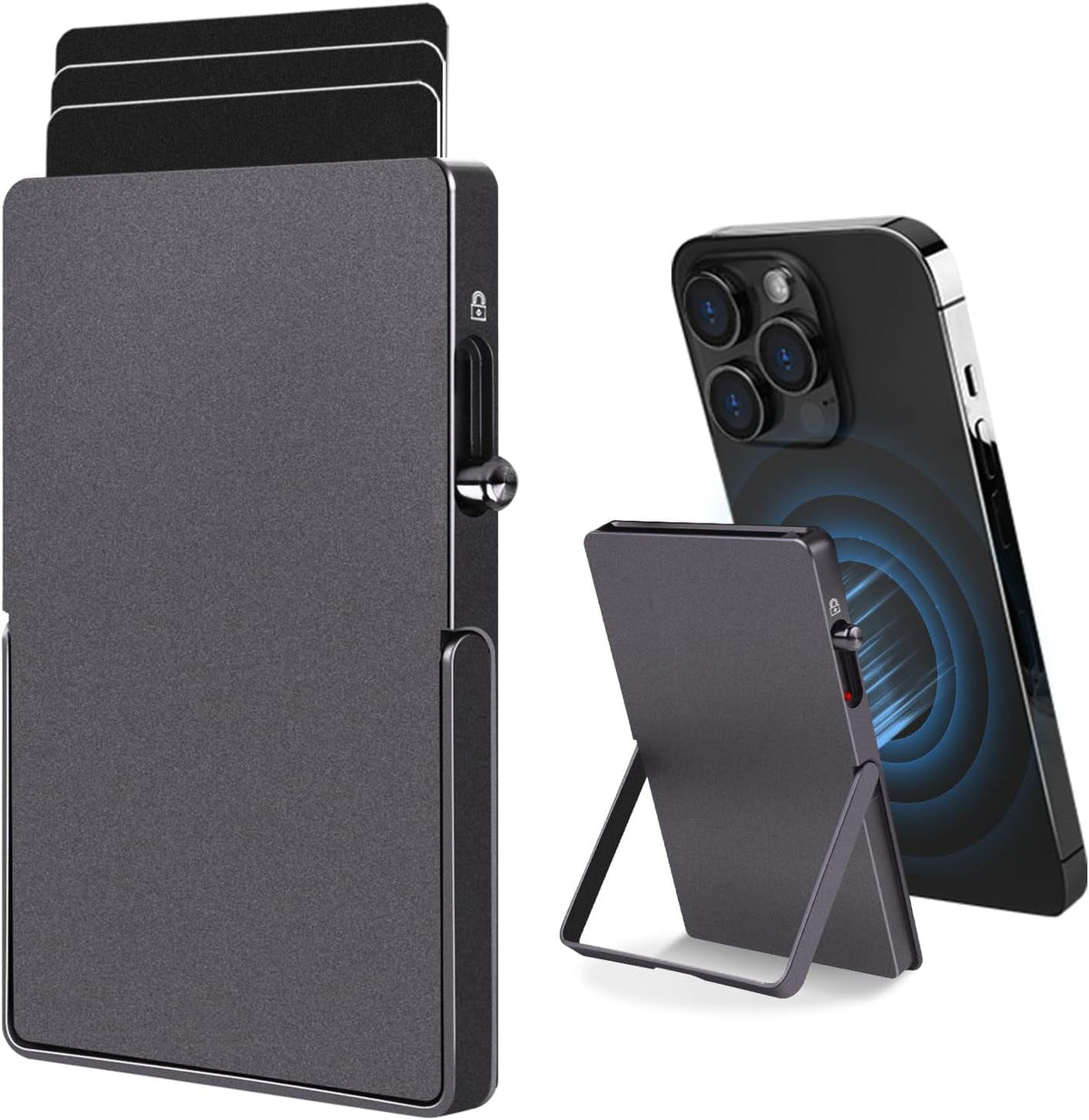 Cartera TOYFID con Bloqueo RFID, Minimalista, Porta Tarjetas para Magsafe con Soporte Ajustable y Pop-Up Magnético