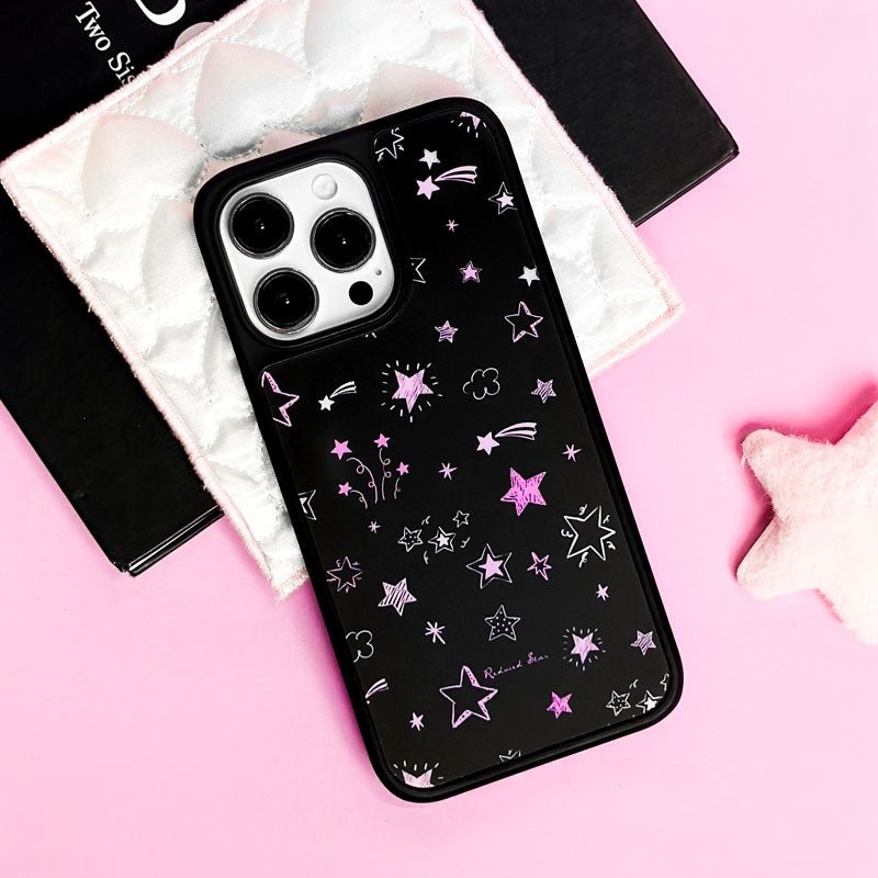 Funda Casey Estrellas Rosas Destellantes AG Matte para iPhone – Magnética y Antihuella