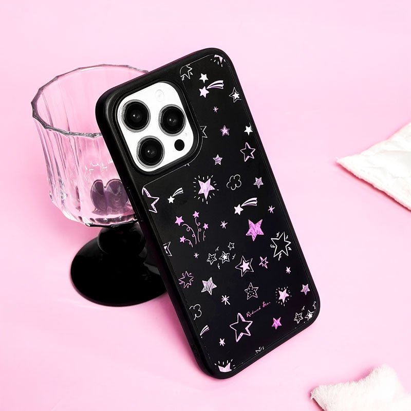 Funda Casey Estrellas Rosas Destellantes AG Matte para iPhone – Magnética y Antihuella