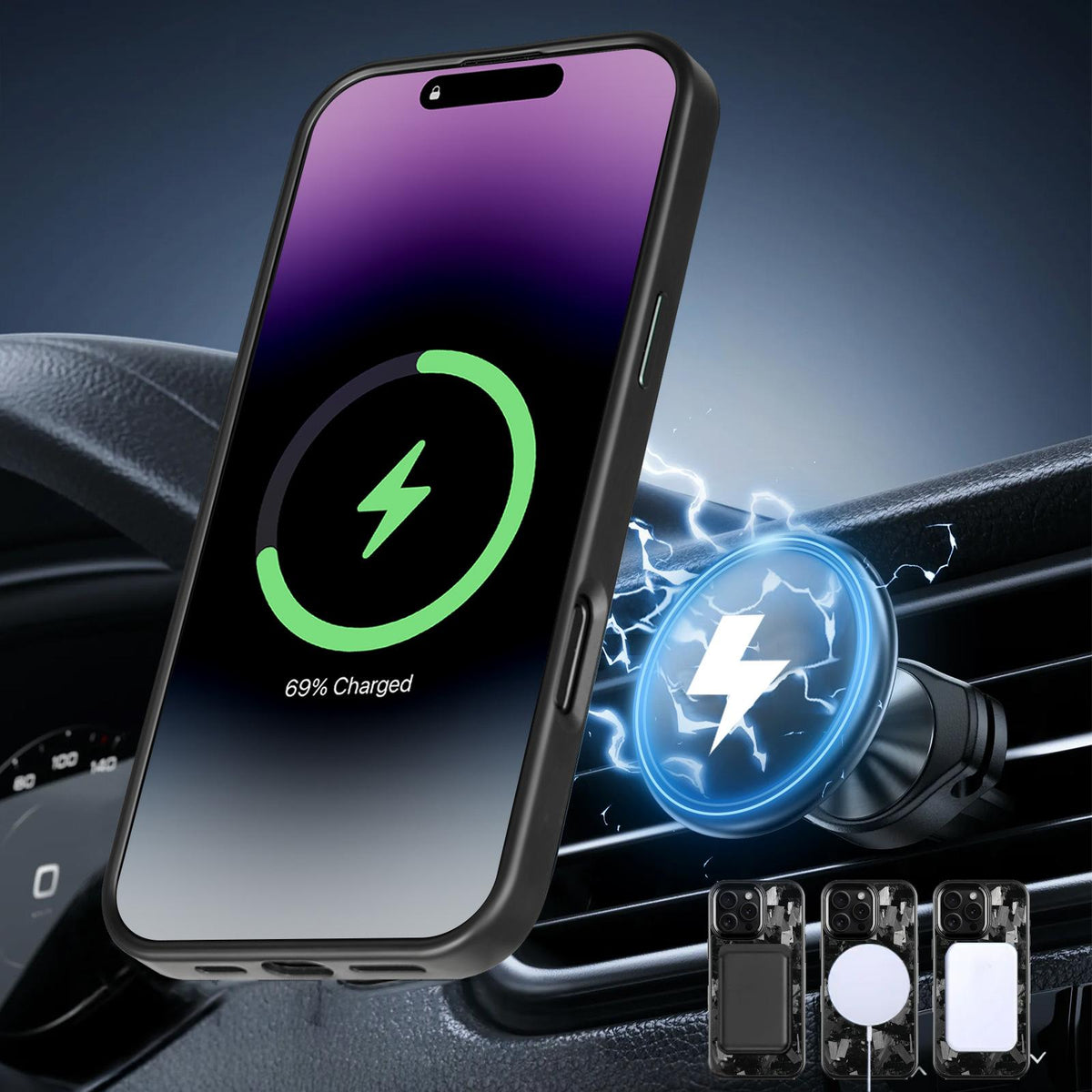 Funda iPhone Fibra de Carbono MagSafe – Resistente a Golpes, Compatible con iPhone 11 al 17
