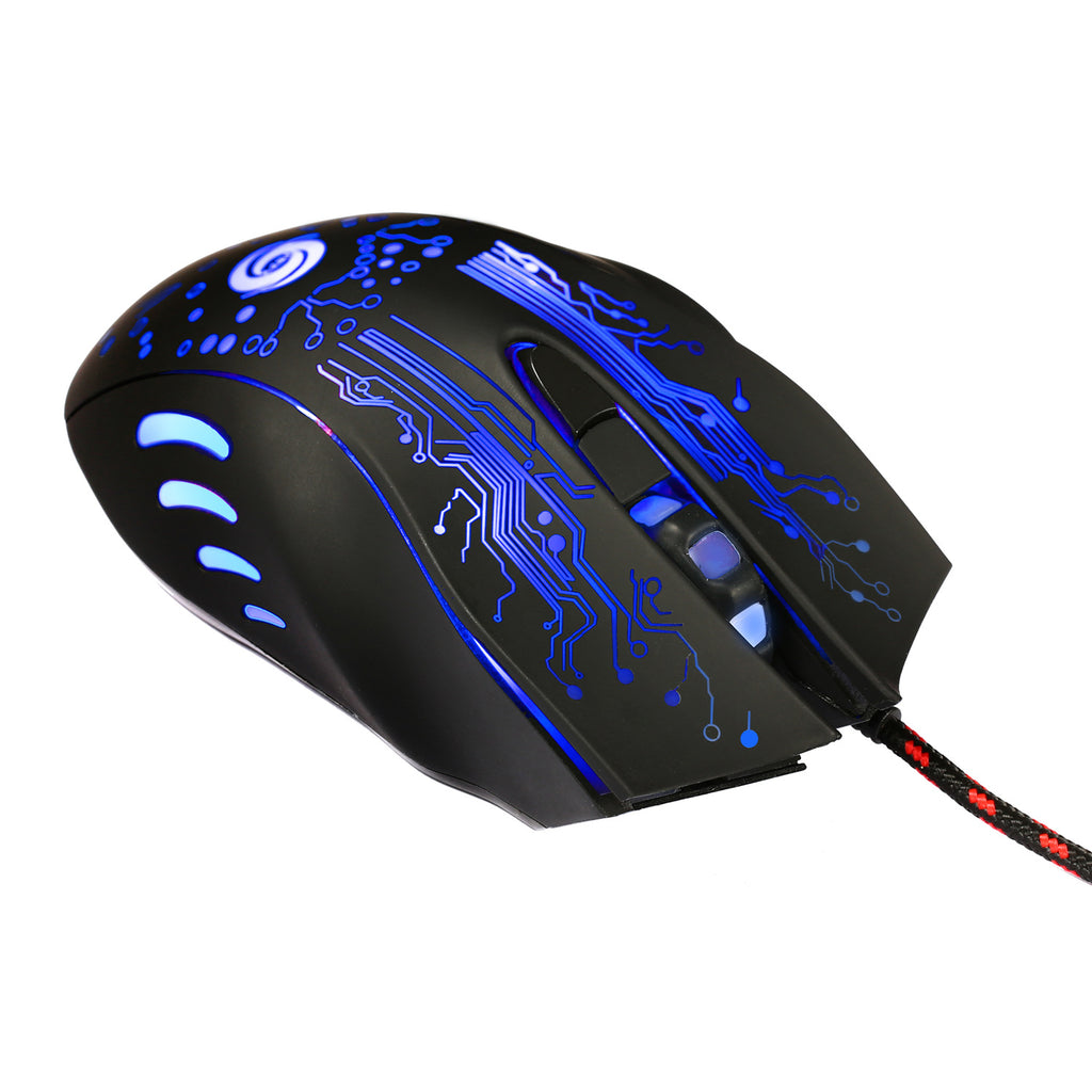 Mouse Gaming con Cable USB – 5500 DPI, 7 Botones, Luz LED, Ergónomico para PC y Laptop